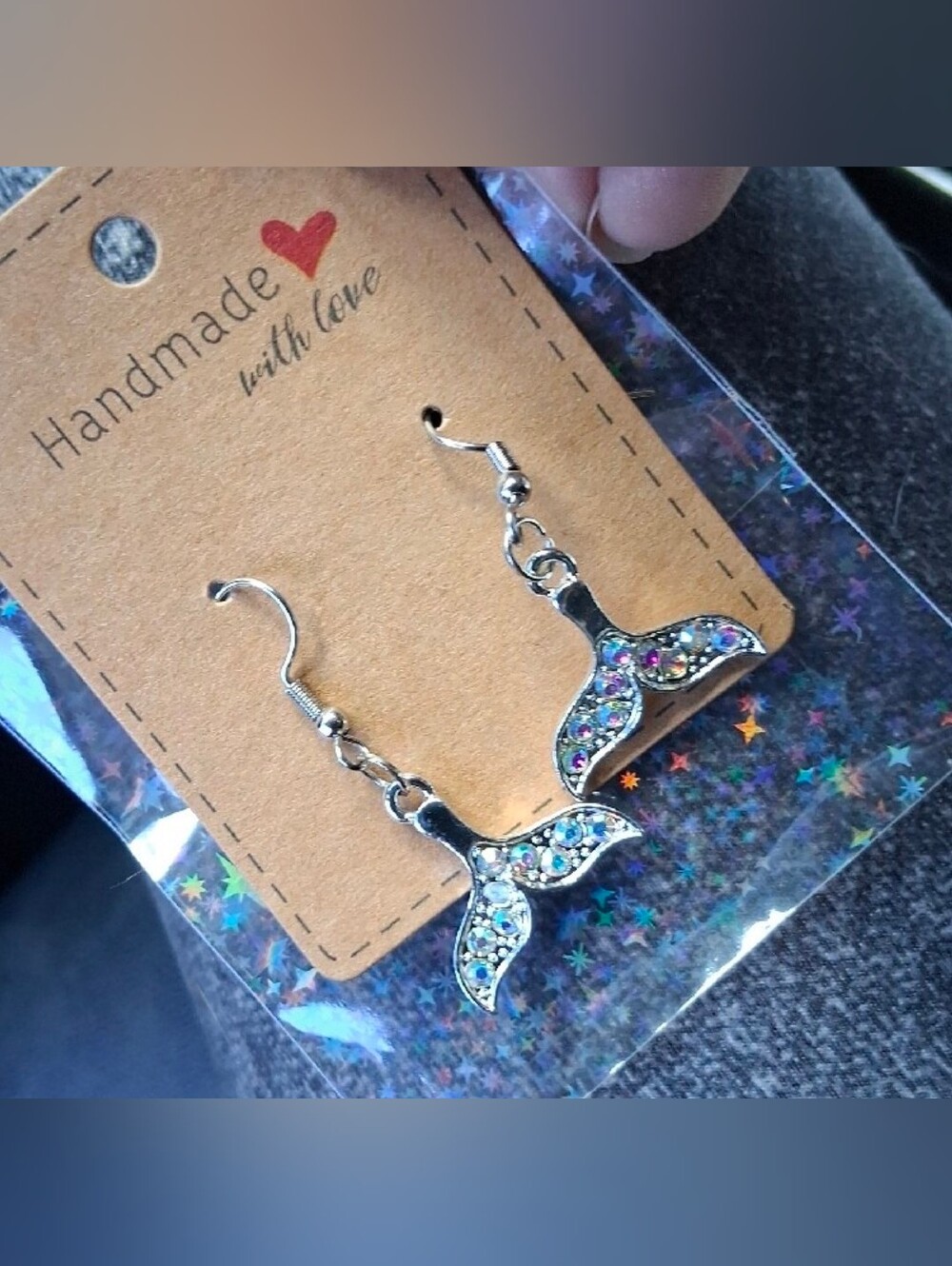 $8 Each Or Bundle 5/$20 Handmade Silver Mermaid Tail Earrings with Sparkle